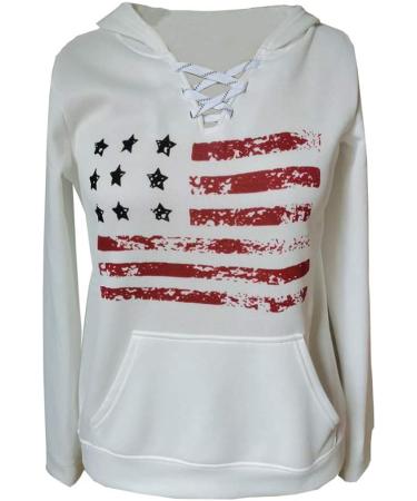 Women's White Hoodie Sweatshirt - Long Sleeve Drawstring Pullover Top - Buy Online on GoSupps.com