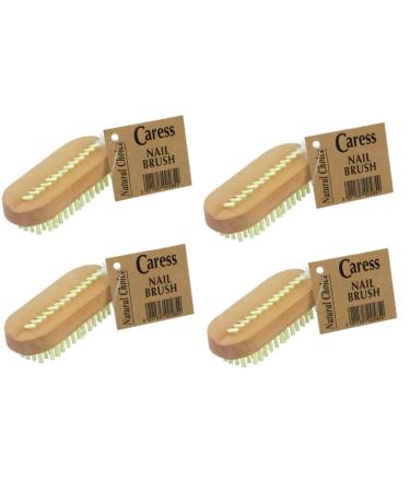 4 x Wooden Nail Brushes Hygienic Double Sided Hand And Nail Cleaning Brush Scrubbing Brush To Clean Under Nail Dirt Grime And Grease Firm Strong Bristles For Use On Fingernails And Toenails