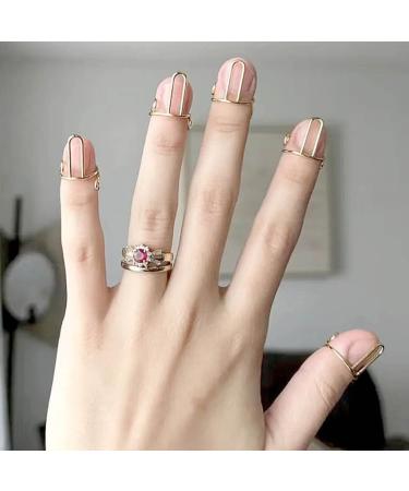 PLCPDM 10 Pack Adjustable Finger Nail Art Finger Rings Women Girl Jewelry Nail Rings Adjustable Fingertip Rings Copper Material Gold-color - Buy Online on GoSupps.com