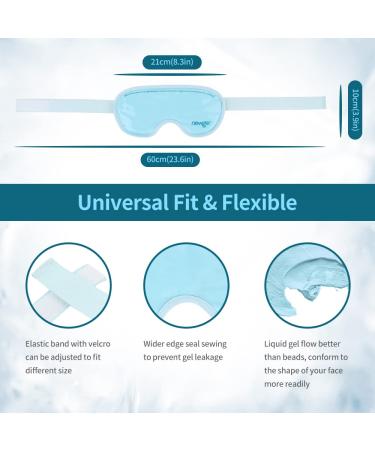 NEWGO Gel Eye Mask for Cold Therapy - Relieve Dry Eyes, Headaches, Migraines, Dark Circles, and Sinus Pressure - Soft Plush Backing - Blue - Buy Online on GoSupps.com
