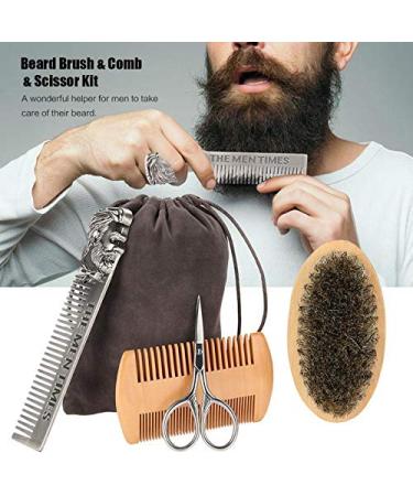 GYSURYB 4pcs Beard Brush Comb Set for Men | Mustache & Beard Grooming Tool | Hair Styling Care Kit with Bag - International Shipping Available - Buy Online on GoSupps.com