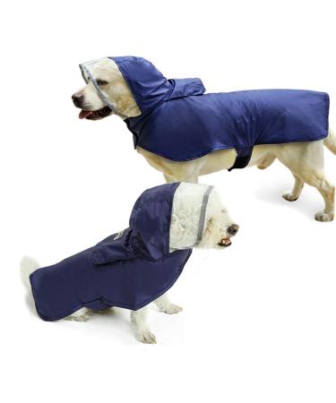 Pet Raincoat Packable Hooded Dog Rain Jacket Reflective Strips Lightweight Adjustable Poncho for Small Medium Large Dogs Blue S S (Back:12 Inches) Blue