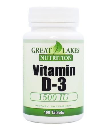 Great Lakes Nutrition Vitamin D3 Vegan Vitamin D Supplement for Men & Women 1500IU 100 Easy Swallow Pills