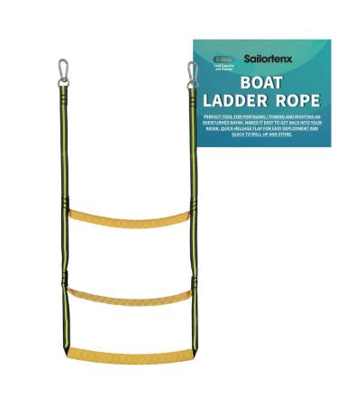 Sailortenx Boat Ladder Rope Inflatable Boat Rope Ladder 3 Step Marine Rope Ladder | Portable Rope Ladder for Inflatable Boat, Kayak 3 Step Rope Boating Ladder