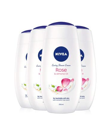NIVEA NIVEA Indulgent Moisture Rose Shower Cream 4 Pack (4 x 250ml) Moisturising Almond Milk Body Wash Luxurious Body Wash for Women Argan Oil Body Wash