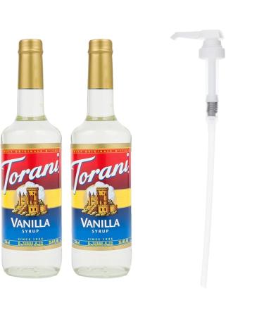 Torani Vanilla Flavour Syrup 750ml bottle 2 Pack Transparent & Flavored Flavour Syrup Pump for 750ml Syrup+ Flavour Syrup Pump Vanilla 750 ml (Pack of 2)