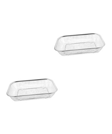2 Pcs Stainless Steel Sink Food Containers Wire Sieve Storage Basket Sink Basket Rectangle Dish Rack
