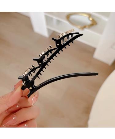 Sparkling Crystal Stone Braided Hair Clips Set - Satin Fabric Bands with Crystal Duckbill Clips & Four-Leaf Clover Hairpins - for Women & Girls (Flowers & Pearls - 5 PCS) - Buy Online on GoSupps.com