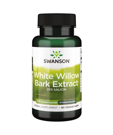 Swanson White Willow Bark Extract (White Willow Bark Extract) 500mg 60 Vegan High Dosed Lab Tested Vegetarian Soy Free Gluten Free Non-GMO