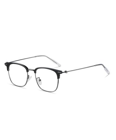 SERONI Eyebrow Metal Frame Blue Light Blocking Glasses for Women Men Anti UV Ray Computer Reading Glasses for Women Men Black-gun 51 Millimeters