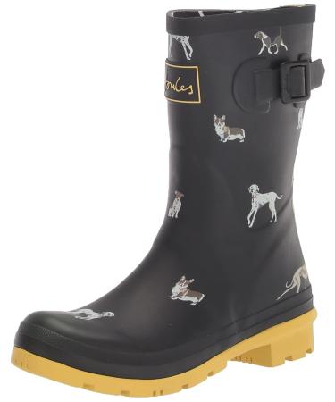 Joules Women's Molly Welly Rain Boot 8 Black Dog