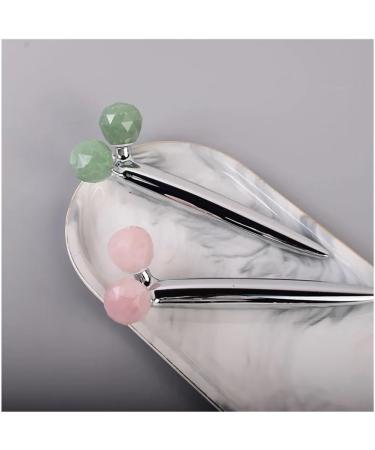 3D Multi-Flour Rose Quartz Face Roller with Stainless Steel Handle - Jade Lift & Firming Massager for Body Back & Arms (Light Red) - Shop Now for Global Shipping - Buy Online on GoSupps.com