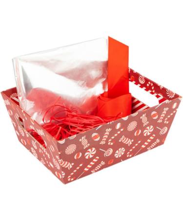 Christmas Pre-filled Hamper Baskets Set with Handles (Red Candy Cane Single) Single Red Candy Cane - Buy Online on GoSupps.com