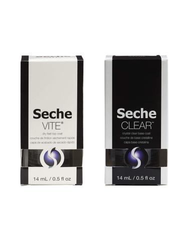 Seche Clear & Vite Base Coat Top Coat Combo for Nail Polish - Fast Drying, High Gloss Finish - Buy Online on GoSupps.com