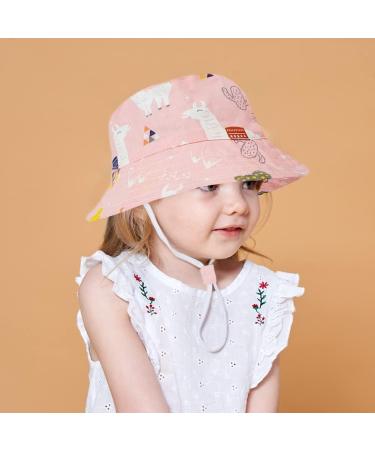 XYIYI Kids Bucket Hat - Adjustable Sun Hat for Boys Girls 4-8 Years | Pink Alpaca Design - Buy Online on GoSupps.com