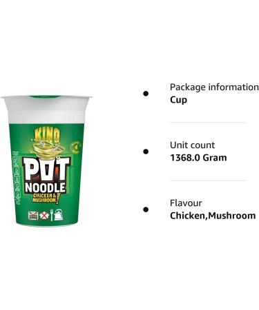 Pot Noodle King Size Chicken & Mushroom ( Pack x 12 x 1 ) Chicken Mushroom 12 Count (Pack of 1) - Buy Online on GoSupps.com