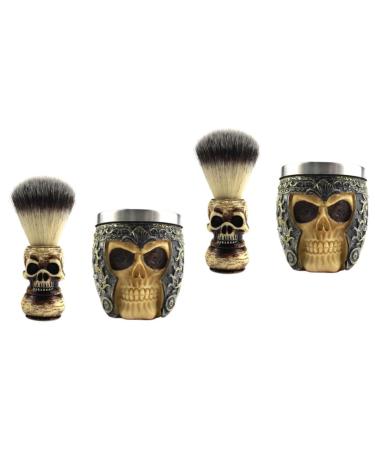 Minkissy 2 sentences skull-beard brush facial cleaning brush beard brush for men handmade shaving brush beard razor razor skull bars and shell hair foam shell man resin 9x7.2cmx2pcs bartbrush shell ax2st