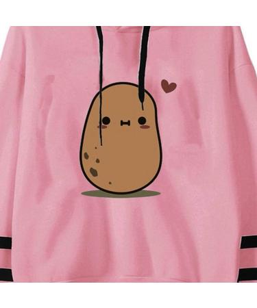 IFOTIME Cute Potato Heart Print Hoodie | Pink Sport Sweatshirt | Long Sleeve Pullover for Women - Buy Online on GoSupps.com