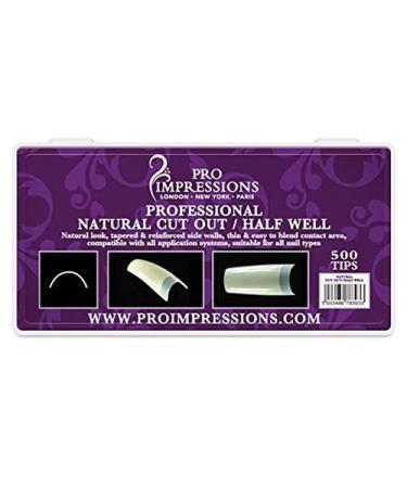 Pro Impressions Advance Natural Cut Out/Half Well 50 Nail Tips Refill Size 5