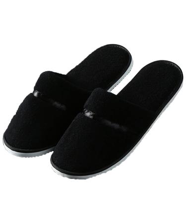 Hotel house shoes 10 pair of disposable spa shoes fluffy spa house shoes with a closed tip for hotel home guests suitable for most men or women 11.4x4.5inches black