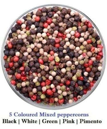 5-Colour Whole Mixed Dried Peppercorns Pepper (50g) - Black, White, Pink, Green, Pimento - Buy Online on GoSupps.com