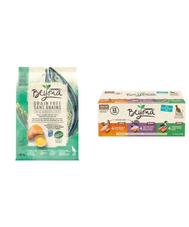 Beyond Grain Free Natural Dry + Wet Cat Food Bundle | Ocean Whitefish & Egg Dry + Poultry P t Variety Wet