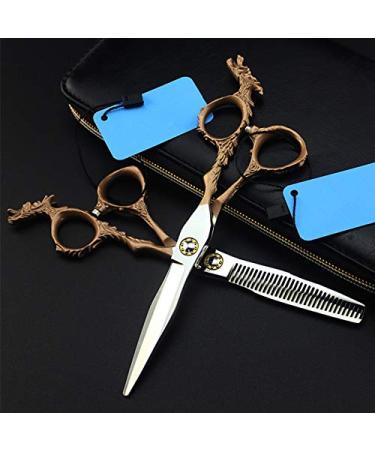 Hair Cutting Scissors 6 Inch Professional Japan Steel Gold Dragon Handle Cut Hair Scissors Haircut Thinning Barber Hair Cutting Shears Hairdressing Scissors Set