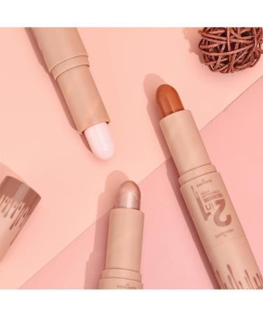 2in1 Highlights and Contour Sticks Highlight & Contour Bronzer Contour Stick cool tone contour Long Lasting & Waterproof Contour Sticks Kit For Light Skin Face Makeup (Ivory + Dark coffee) - Buy Online on GoSupps.com