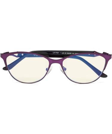 Eyekepper Blue Light Filter Reading Glasses for Women - Stylish Oval Cateye Design in Purple +1.75 - Buy Online on GoSupps.com