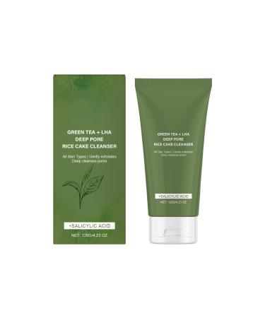 Green Tea & LHA Rice Cake Cleanser With Salicylic Acid Gently Cleanses Pores & Refines Skin Feel Leaves Skin Soft & Balanced 120g / 4.23oz