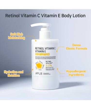 APLB Retinol Vitamin C Vitamin E Body Lotion | RETINOL VITA CEN 9.3% 10.14 FL.OZ/Korean Skincare Long lasting hydration Wrinkle Care Revitalize for gentle and improve skin texture - Buy Online on GoSupps.com