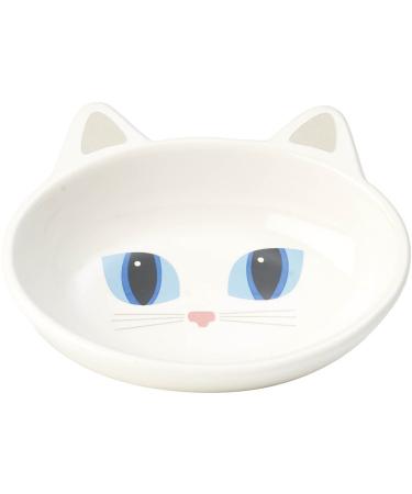 PetRageous Oval Frisky Kitty Stoneware Cat Bowl 5.5-Inch Wide and 1.5-Inch Tall Saucer with 5.3-Ounce Capacity and Dishwasher Safe is Great for Cats White - Buy Online on GoSupps.com
