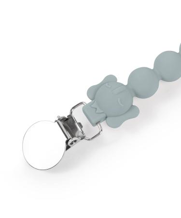 Silicone Pacifier Clip with Koala Bead - Grey | One Piece Soother Binky Teething Ring Holder - Buy Online on GoSupps.com