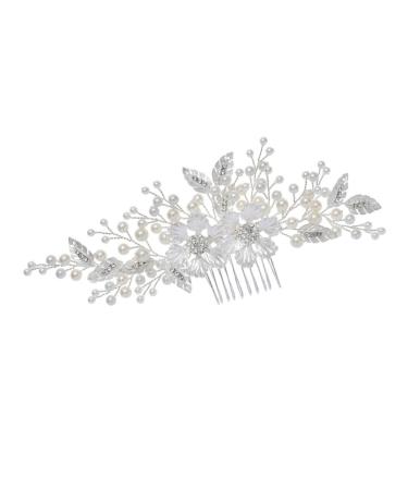 Beaupretty Tiara Bride Headpieces for Wedding Flower Hair Comb Pearl Headwear Rhinestone Comb Hair Comb for Bride Comb for Bridal Rhinestone Hair Comb Headgear Wedding Dress Hair Accessories