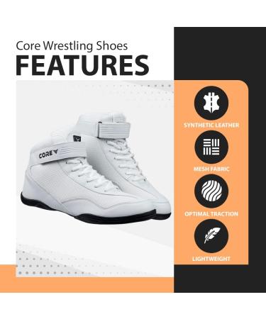Buy Core Wrestling Shoes for Men Women & Kids - Non-Slip Heavy Duty Martial Arts Training Footwear - Ideal for Wrestling Crossfit & Weightlifting - 47 EU White - Buy Online on GoSupps.com