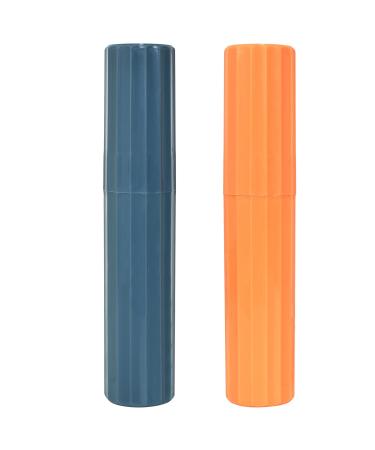 Zimoer 2 pieces toothbrush cup travel toothbrush cup toothbrush toothpaste etui blue orange portable mouthwear plastic for travel camping on the go school business trip at home
