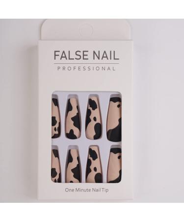 Xerling 24Pcs Long Coffin Press On Nails - Leopard Design Matte Ballerina Full Cover Fake Nails for Women & Girls - Buy Online on GoSupps.com