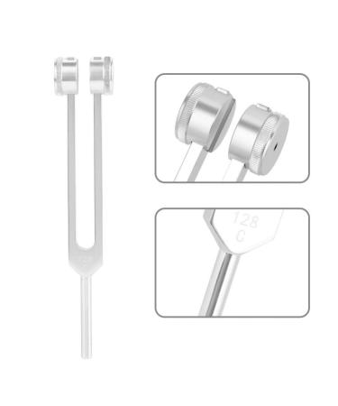 128HZ Tuning Fork with Fixed Weights & Chakra Hammer for Sound Massage | Aluminium Alloy Diagnostic Ear Sensorial Tuning Fork - Silver - Buy Online on GoSupps.com
