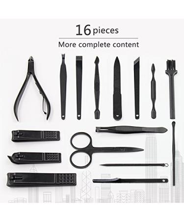 Mifine 16 in 1 Stainless Steel Manicure Pedicure Set with Leather Case - Professional Nail Clippers and Grooming Kit in Red - Buy Online on GoSupps.com
