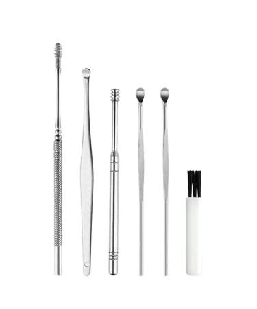 NTBL 6PCS Ear Wax Removal Kit Ear Wax Remover Pickers Stainless Steel Earpick Ear Pick Cleaner Ear Cleaner Spoon Ear Care Cleaning Tools