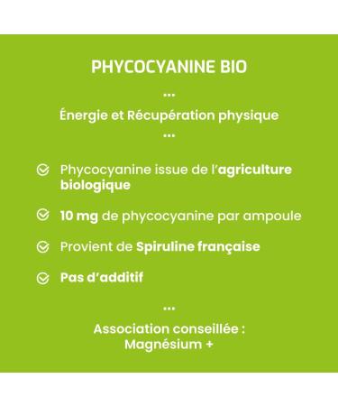 Laboratoire Beauchamp - Food supplement ORGANIC PHYCOCYANINE (5g/L) - 20 ampoules - Energy - Defenses of the body - Physical recovery - Vitality - Developed in France - Buy Online on GoSupps.com