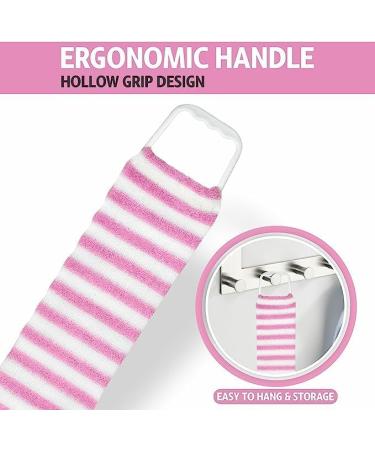 HOMESHOPA Back Scrubber for Shower Exfoliating Loofah Back Scrubbing Strap with Handles Body Bath Sponge Back Washer for Shower Backwash Belt for Men and Women Bathroom Accessories (Pink) - Buy Online on GoSupps.com