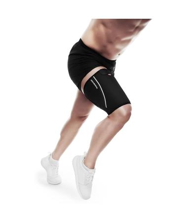 Rehband Thigh Bandage with Velcro - 5mm Neoprene Support for Muscle Strain & Tear XS-XXL Black - Compression Thigh Braces 1 Piece - Buy Online on GoSupps.com