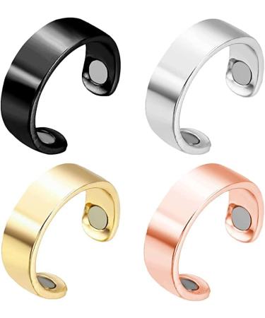 VYWmna 4Pcs Lymphatic Drainage Ring, Unisex Fashion Lymphatic Drainage Therapeutic Magnetic Ring, Magnetic Lymph Detox Ring for Men and Women (Mix Colors)