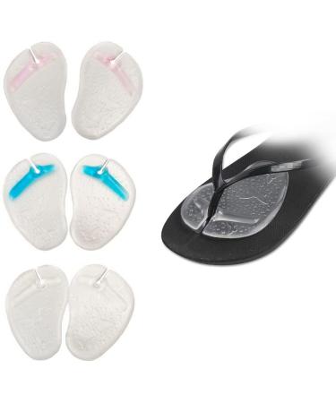 3 Pairs Silicone Gel Thong Sandals Forefoot Pad Toe Protectors Self Adhesive Metatarsal Pads Ball of Foot Cushions Forefoot Cushion Inserts for Flip Flops for Sandals Flip Flop (Random Color)