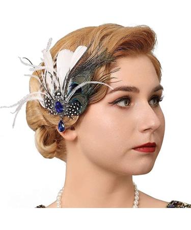 GENBREE 1920s Gatsby Flapper Feather Headpiece with Rhinestone Accent - Women's Cocktail Head Accessories - Buy Online on GoSupps.com