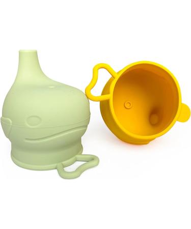 Scoolr Baby Sippy Cup Lids 3pcs - Spill Proof Food-Grade Silicone for Kids (Green/Yellow/Pink) - Buy Online on GoSupps.com