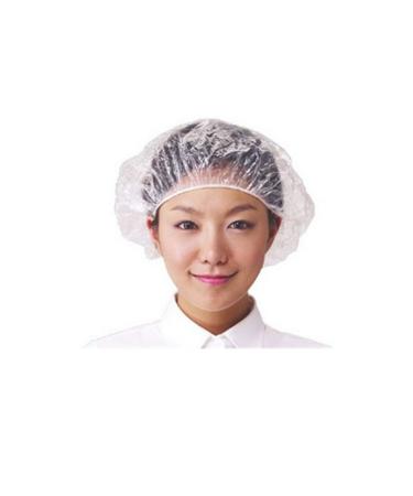HiCat 100 PCS Disposable Plastic Shower Caps  Waterproof Shower Cap  Elastic Clear Bath Hat For Spa  Hair Salon  Hotel and Home Use (Style 4)