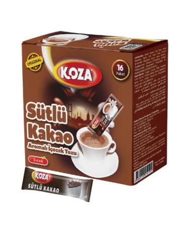 Koza instant cocoa beverage powder stick individually packaged 16 pack |Powder for hot or cold drink |Turkish drinking chocolate |Milk drink |Cay |Milk powder |Sahlep (cocoa)