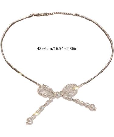Oralgo's French Style Necklace with Looping Imitation Pearls & Fans - Elegant Jewelry for Women & Girls - Buy Online on GoSupps.com
